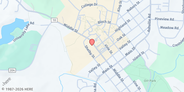 Map showing Univ. of Montevallo - Pam Lucas Falcon Pantry at 1031 Middle St., Montevallo, AL