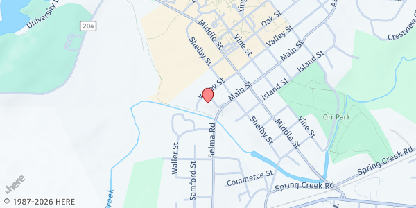 Map showing Ward Chapel AME Church at 765 West St., Montevallo, AL