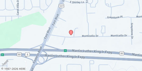 Map showing Amazing Grace Health Ministries, Inc. at 5911 Monticello Dr., Montgomery, AL