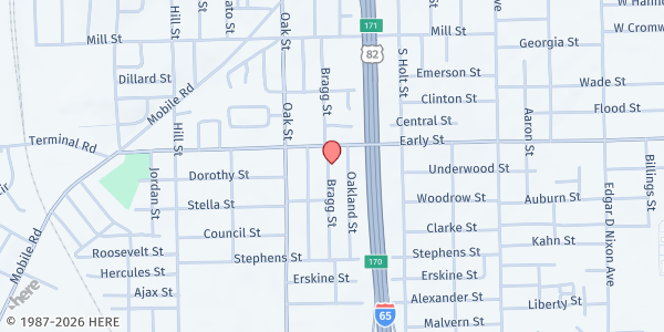 Map showing Beacon Light Ministries at 874 Martha St., Montgomery, AL