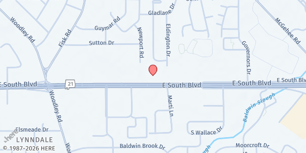 Map showing Bible Verse Church at 2601 E. South Blvd., Montgomery, AL