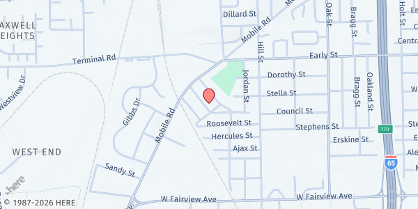 Map showing Common Ground - Mercy House at 2412 Council St., Montgomery, AL