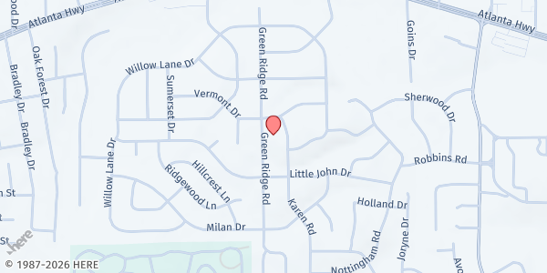 Map showing Eastern Hills Baptist Church at 3604 Pleasant Ridge Rd., Montgomery, AL