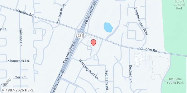 Map showing Grace Community Church at 5060 Vaughn Rd., Montgomery, AL