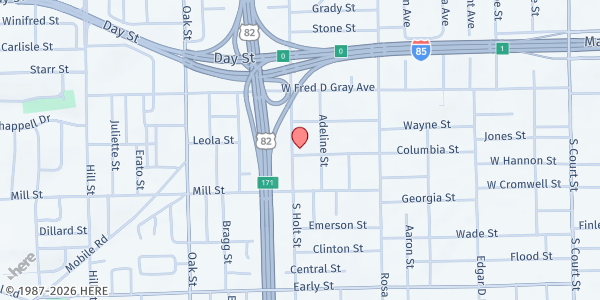 Map showing Holt Street Church of Christ at 945 S. Holt St., Montgomery, AL