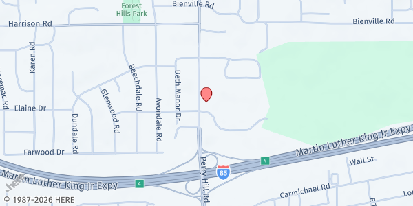 Map showing MBA Love Loud Mobile Pantry - Montgomery at 20 Interstate Park Dr., Montgomery, AL