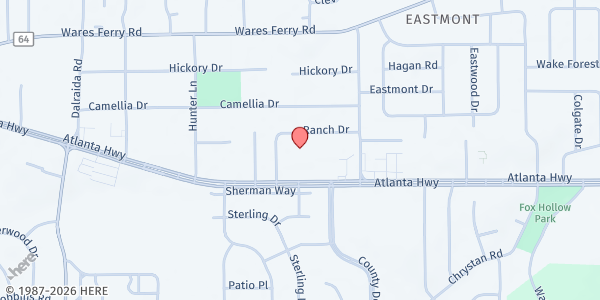 Map showing Montgomery First SDA Church at 4233 Atlanta Hwy., Montgomery, AL