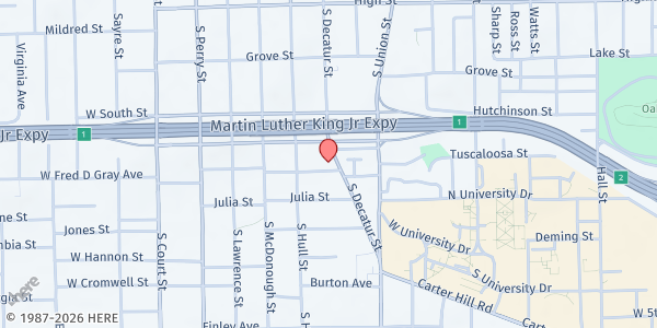 Map showing Mount Zion AME Zion Church at 455 E. Jeff Davis Ave., Montgomery, AL