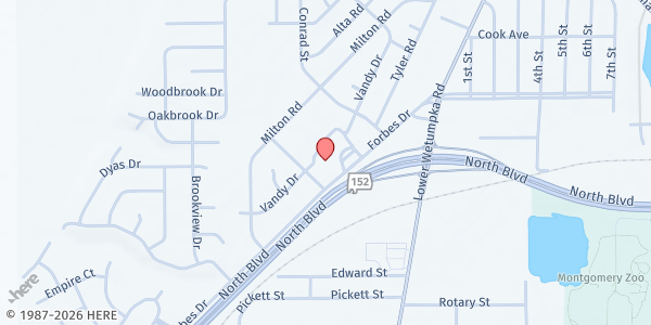 Map showing Resurrection Catholic Missions at 2815 Forbes Dr., Montgomery, AL