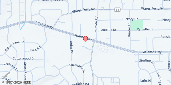 Map showing St. Bede the Venerable Catholic Church at 3870 Atlanta Hwy., Montgomery, AL