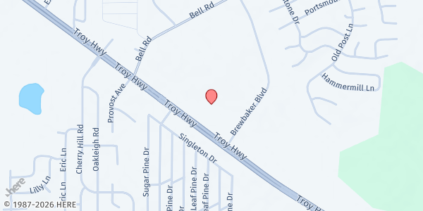 Map showing True Divine Community Development, Inc. at 4601 Troy Hwy., Montgomery, AL