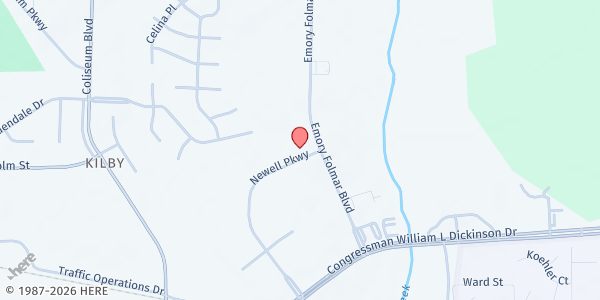 Map showing Turning Point Church at 1291 Newell Pkwy., Montgomery, AL