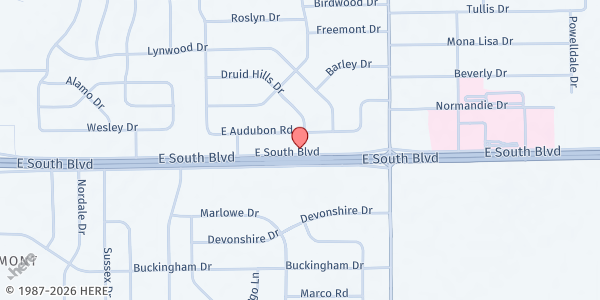 Map showing Westside Church of Christ at 1301 E. South Blvd., Montgomery, AL