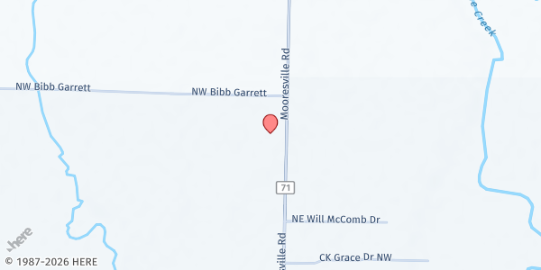 Map showing Belmor Baptist Church at 5895 Mooresville Rd., Mooresville, AL