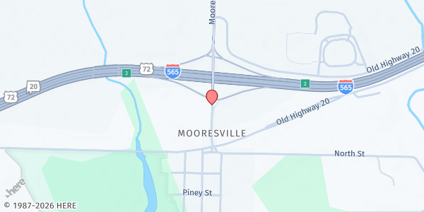 Map showing Belmor Baptist Church at 5895 Mooresville Rd., Mooresville, AL