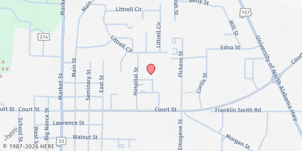 Map showing Good Samaritan at 144 Medical Cir., Moulton, AL