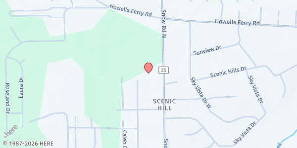 Map showing Holy Name of Jesus Church at 2275 Snow Road, N. Semmes, AL