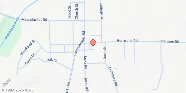 Map showing New Market U.M.C. at 310 Hurricane Rd., New Market, AL