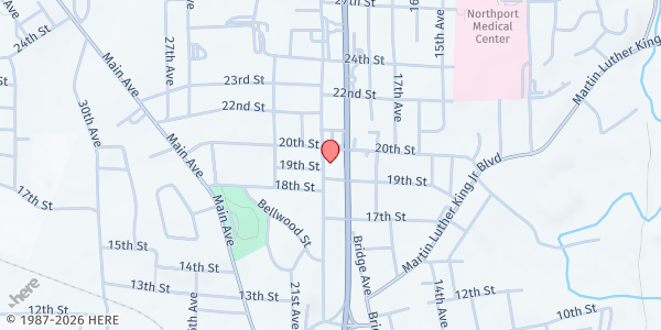 Map showing Lakewood Baptist Church at 14468 US-43, Northport, AL