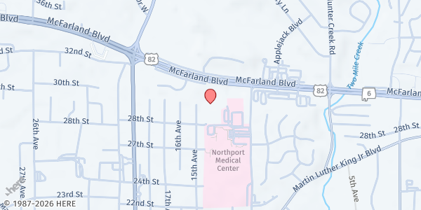 Map showing Saint Mark Church at 1421 McFarland N. Blvd., Northport, AL