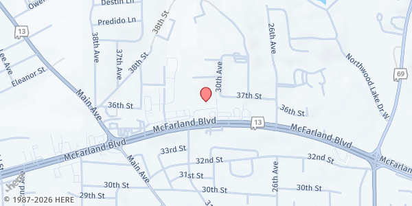 Map showing West Alabama Food Bank at West Alabama Food Bank, Northport, AL