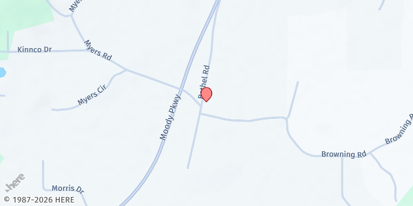 Map showing Bethel Baptist Church at 8332 Moody Pkwy., Odenville, AL