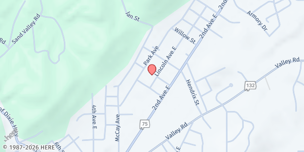 Map showing Hope House at 1000 Lincoln Ave., Oneonta, AL