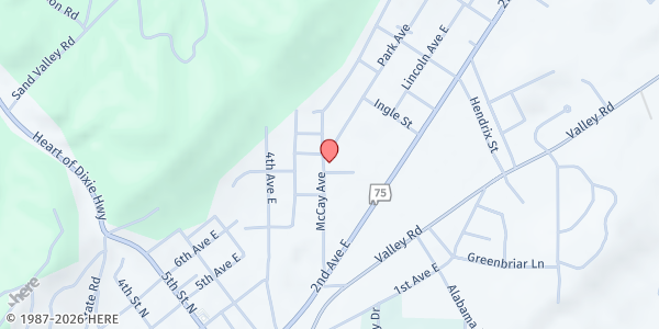 Map showing Oneonta Mobile Pantry at 619 Woodmeadow St., Oneonta, AL