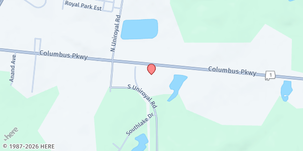 Map showing Auburn-Opelika Metro SDA Church at 1201 S. Uniroyal Rd., Opelika, AL