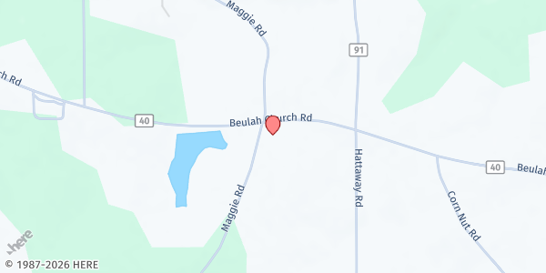 Map showing Beulah Baptist Church at 16612 Maggie Rd., Opp, AL