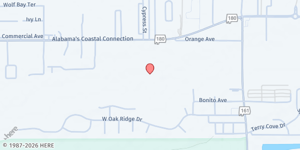 Map showing The Island Church at 25550 Canal Rd., Orange Beach, AL