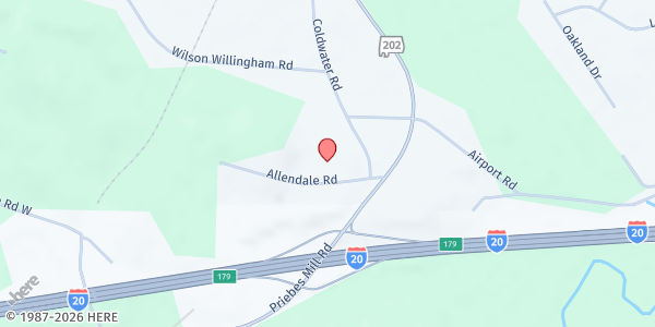 Map showing Word Alive International Outreach at 122 Allendale Rd., Oxford, AL