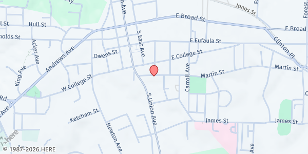 Map showing Dale County Rescue Mission at 182 Martin St., Ozark, AL