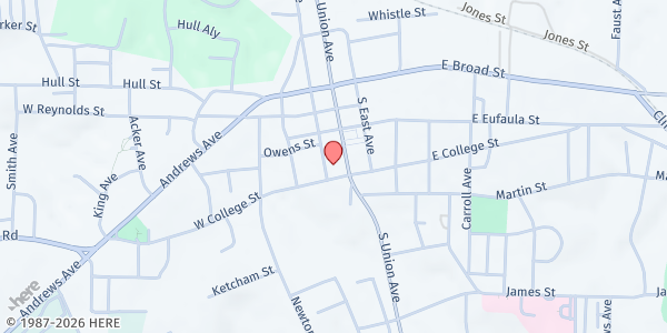 Map showing Ozark Baptist Church at 282 S. Union Ave., Ozark, AL