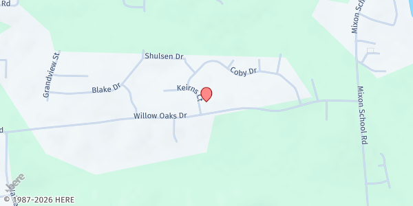 Map showing The Willow Oaks Church of Christ at 660 Willow Oaks Dr., Ozark, AL