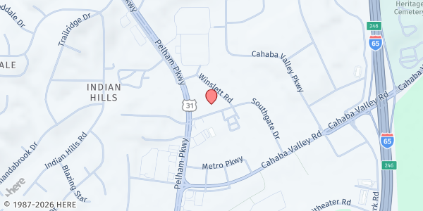 Map showing Love in Action - Pelham at 1026A Commerce Boulevard, Pelham, AL