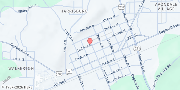 Map showing Christian Love Pantry at 205 Edwin Holladay, Pell City, AL