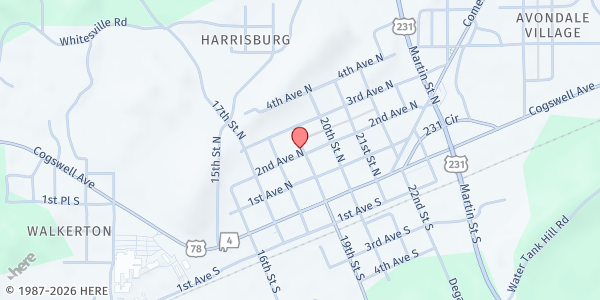 Map showing Christian Love Pantry at 205 Edwin Holladay Place, Pell City, AL