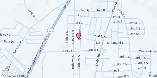 Map showing Pleasant Hill Baptist Church at 218 15th Ave. S., Phenix City, AL