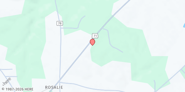 Map showing Macklin Baptist Church at 16846 AL-71, Pisgah, AL