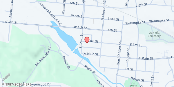 Map showing Autauga Interfaith Care Center (AICC) at 163 W. 3rd St., Prattville, AL