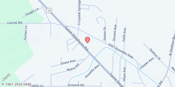 Map showing Collins Rhodes Elementary at 5110 St Stephens Rd, Prichard, AL