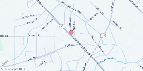Map showing Kingdom Connections Outreach Ministries - Food Distribution at 4718 St Stephens Rd, Prichard, AL