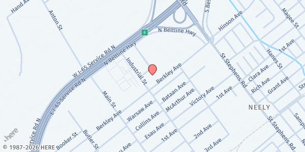 Map showing Mt. Hebron Missionary Baptist Church at 2531 Berkley Ave., Prichard, AL