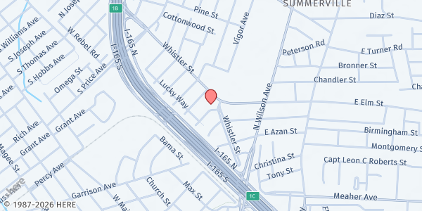 Map showing True Glory Church of the Lord Jesus Christ at 401 Whistler Street, Prichard, AL