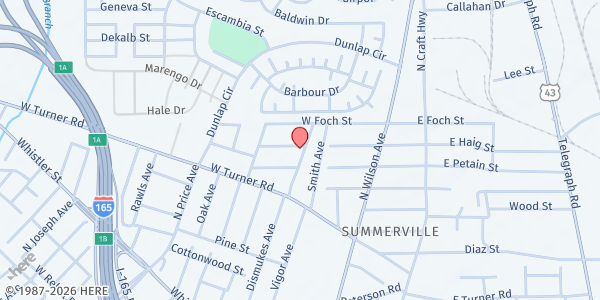 Map showing True Miracle Church of God at 817 Overton St., Prichard, AL