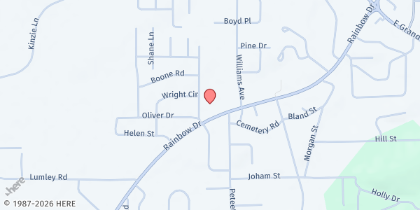 Map showing First Church of The Nazarene at 3867 Rainbow Dr., Rainbow City, AL