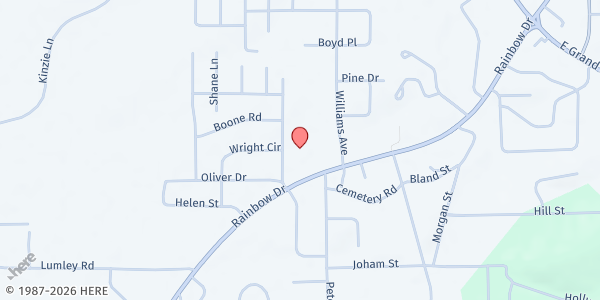 Map showing First Church of the Nazarene Rainbow City at 3867 Rainbow Drive, Rainbow City, AL