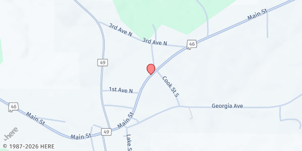 Map showing HEARTS of Cleburne Food Pantry at 21517 Main St., Ranburne, AL