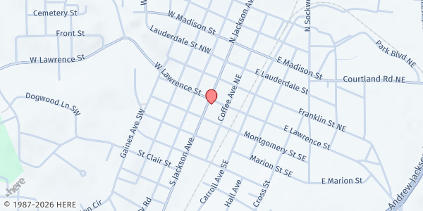 Map showing Faith Mission Outreach at 109 Marion St., Russellville, AL